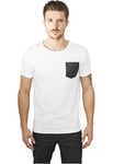 Urban Classics Men's Leather Imitation Pocket Tee T-Shirt, Multicoloured (Wht/blk 00224), Small