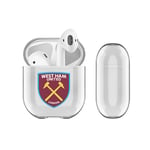 Head Case Designs Officially Licensed West Ham United FC Stripes Crest Logo Clear Hard Crystal Cover Compatible With Apple AirPods 1 1st Gen / 2 2nd Gen Charging Case