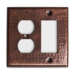 Monarch Abode 17020 Hand Hammered Decorative Wall Switch Plate Outlet Cover, Pure Copper, 2 Gang