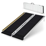 122 x 74 cm rullstolsramp, portabel & halkskyddad hopfällbar ramp, bärande upp till 272 kg, aluminium