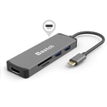 USB C HUB,Bastch MacBook Pro Adapter 2016/2017/2018 MacBook Pro USB Adapter, 6 in 1 USB c hdmi 4k Output, SD+MicroSD Card Reader 2-Ports USB 3.0 USB-C Power Pass-Through Port(Space Gray)
