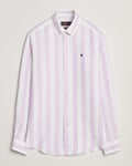 Morris Douglas Striped Linen Shirt Purple