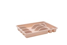 Cutlery Tray Kitchen Drawer Organiser with 6 Compartment Holders, 4 Colors Available (Large, Beige)