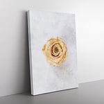 Big Box Art Pale Yellow Rose Painting Canvas Wall Art Print Ready to Hang Picture, 76 x 50 cm (30 x 20 Inch), White, Grey, Brown, Olive, Green