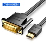 1 - Câble HDMI vers DVI 1080P 3D DVI vers HDMI, 24 + 1 Pin, câbles d'adaptation plaqués or pour boîtier TV, DVD, 1 M