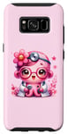 Coque pour Galaxy S8 Fond rose avec jolie pieuvre Docteur en rose