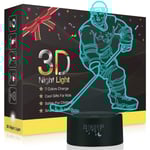 Wekity Hockey Nattlampa för Barn, LED-lampor 3D Optisk Illusion Lampa Sovrumsdekoration Belysning Nattlampa med Smart Touch 7 Färger, Coola Gåvor Leksaker F