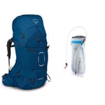 Osprey Europe Aether 65 Men's Backpacking Pack Deep Water Blue - L/XL & Hydraulics Reservoir Hydraulics - Blue, 3L