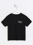 River Island Mini Mini Boys Japanese Back Print T-Shirt - Black, Black, Size Age: 4-5 Years