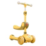 YL2SC 2 in 1 Scooter for Kids 3 Wheel with Foldable Seat Adjustable Height LED Light Up Wheels for Toddler Girls & Boys Age 3+,Yellow