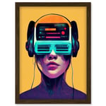 The Gamer Streaming VR Headset Retro Futurist Kids Artwork Framed Wall Art Print A4