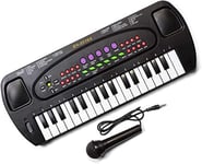 Tobar Electronic Keyboard and Karaoke Microphone Set, Black