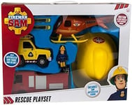 NEW Fireman Sam Vehicle Rescue Playset Helicopter, Jupiter, 4X4 Jeep and Helmet