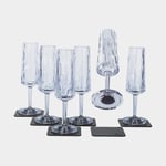 Silwy Magnetiska champagneglas i plast Magnetic Plastic Glass Champagne, transparent, 15 cl, 6-pack + magnetiska glasunderlägg
