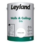 Leyland Walls and Ceilings Paint Silk, Brilliant White, Coverage 13m2 per Litre- 5L