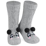 CityComfort Chaussettes Chaussettes Antidérapantes Femme Hiver, Chaussons Chaussettes Femme Animaux Fantaisie, Cadeau Cocooning Femme Taille Unique 37-41 (Gris Panda)