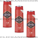 3 x Old Spice Men's 2in1 Captain Shower Gel & Shampoo 250ml All Day Freshness