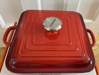 Le Creuset Signature Cast Iron Square Roaster Shallow Casserole-Cerise 24cm NEW