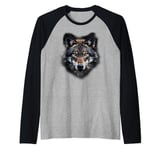 Cute Gray wolf wild doglike grey wolf Raglan Baseball Tee