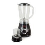 KitchenPerfected 500w 1.5Ltr Table Blender with Mill - 2 Speed Settings - Pulse Setting - Separate Grinder Mill Attachment -Plastic Jug - Black - E5014BK