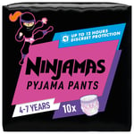 Pyjamas Pants Absorbant 4-7 Ans : 17-30 Kg Fille Ninjamas Pampers - Le Paquet De 10 Pyjamas Pants