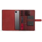 Londo - Housse de Tablette en Cuir véritable avec Deux emplacements pour Cartes et Porte-stylos en Cuir/Apple Pencil (Rouge, 12.9 inch)