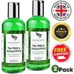 Tea Tree Shower Gel Body Wash Antifungal Soap - Made In UK - 2 x 250ml