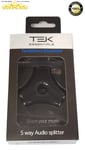 TEK Essentials 5 Way 3.5 mm Audio Splitter Black with 3.5mm Aux Cable RRP £9.99