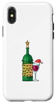 Coque pour iPhone X/XS Bouteille de vin pour Noël Verres à vin guirlande lumineuse