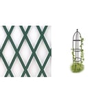 Trepls Treillage Extensible en PVC 1,00x2 m Vert & relaxdays Arceau Arche rosiers pergola Obélisque de Jardin Support tuteur métal Colonne pour Plantes grimpantes 190 cm, Marron