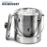 1.75 Large Ice Bucket with Lid Stainless Steel Double Wall Champagne Wine Cooler
