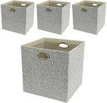 Posprica Fabric Storage Boxes,Storage Baskets, Storage Boxes Cubes,Foldable Baskets (33×33×33cm/4pcs, Mixed of grey)