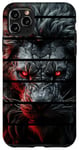 Coque pour iPhone 11 Pro Max Lion rétro noir blanc yeux rouge vif zoo safari animal
