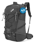 Terra Peak® Sac à dos de randonnée 40L (FLEX 40) grand gris pour femme et homme - Sac a dos de trekking, chasse et voyage (respirant, imperméable) - Sac alpinisme, escalade et de jour (ergonomique)