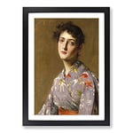 Big Box Art William Merritt Chase Lady in a Japanese Costume Framed Wall Art Picture Print Ready to Hang, Black A2 (62 x 45 cm)