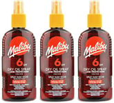 Malibu Dry Oil Spray SPF6 200ml | Sun Protection | Tanning Oil X 3