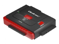 Qoltec - HDD / SSD dockningsstation - fack: 2 - 2.5, 3.5 - SATA 6Gb/s - USB 3.0 - svart, röd