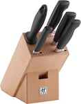 Zwilling 6-Piece 4 Star Knife Block Set, Stainless Steel and Wood