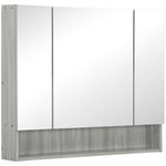 Bathroom Cabinet Mirrored Door Wall Mounted Triple Storage Cupboards