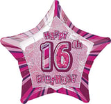 Unique Party - 55103 - Ballon Anniversaire - Happy 16th Birthday - 50 cm - Rose Glitz