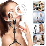 6" Foldable Selfie Ring Light with Tripod Stand&Cell Phone Holder Selfie Stick Micro Holder for Live Stream/Makeup,Mini Led Camera Ringlight, YouTube/Photography