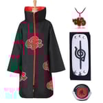 Jingdong Naruto Akatsuki Kappa Anime Kostym Set Itachi Kappa Med Pannband Ring Halloween Karneval Cosplay Fest Lång Kimono M