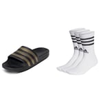 adidas Unisex Adilette Aqua Slides Unisex 3 Stripes Crew Socks