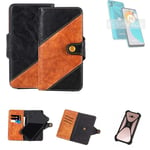 Sleeve for Motorola Moto E22s Wallet Case Cover Bumper black Brown 
