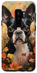 Coque pour Galaxy S9+ Motif terrier de Boston dans un jardin fleuri pour les amateurs d'art de chiens