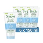 Simple Water Boost Micellar Facial Gel Wash 150ml,pack of 6