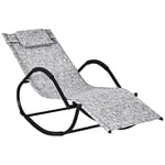 Outsunny Patio Texteline Rocking Lounge Chair Zero Gravity Rocker Outdoor Patio Garden Recliner Seat w/Padded Pillow - Grey