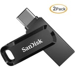 2pcs SanDisk Ultra 256 Go Clé USB à double connectique pour les appareils USB Type-C