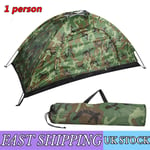 Camouflage UV Protection Tent One Man Person Travel Tent Hiking Shelter UK