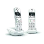 Gigaset AS690 Duo - Téléphone fixe sans fil, 2 combinés avec grand écran rétroéclairé pour un affichage ultra lisible, fonction blocage d'appels - Blanc [Version Française]